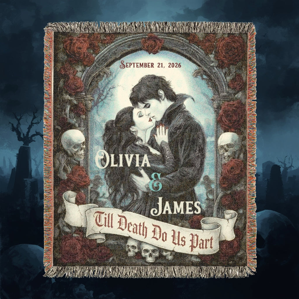 Personalized Gothic Couple Woven Blanket