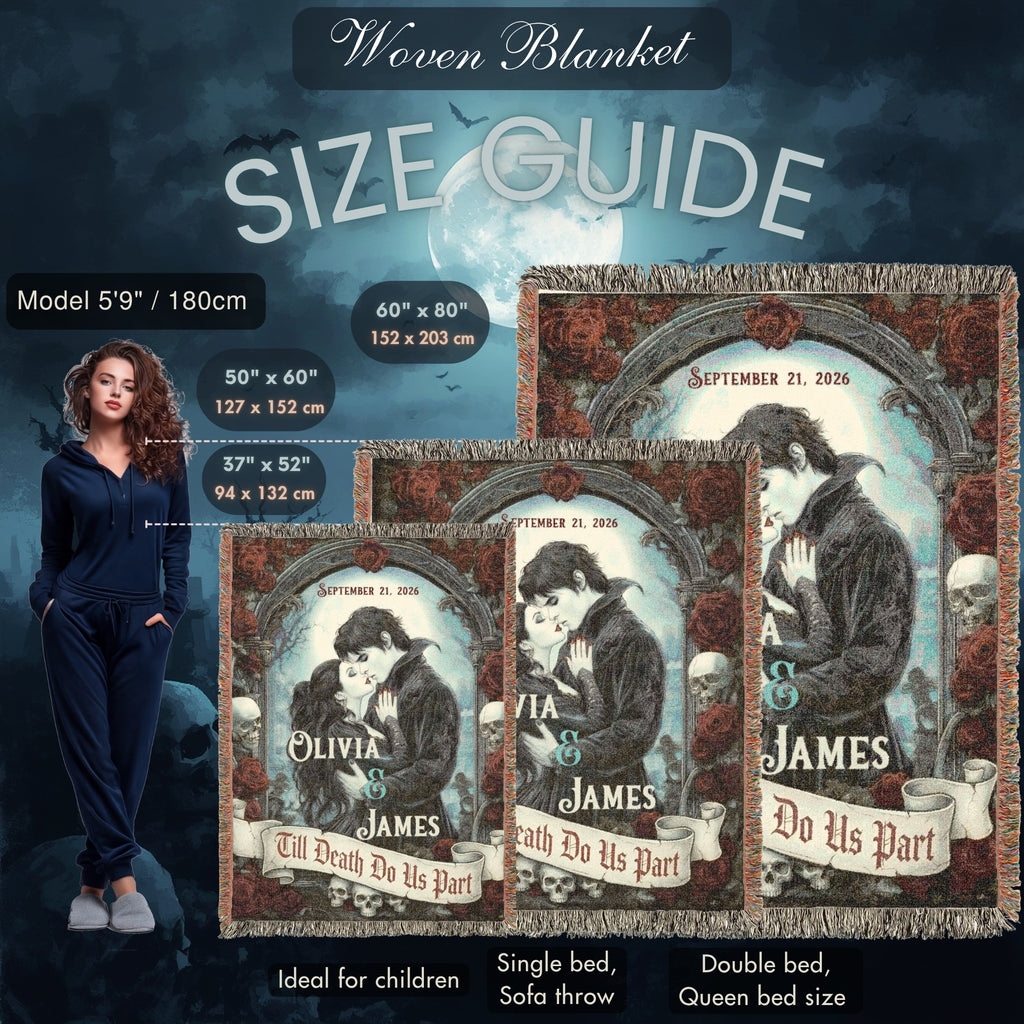 Personalized Gothic Couple Woven Blanket