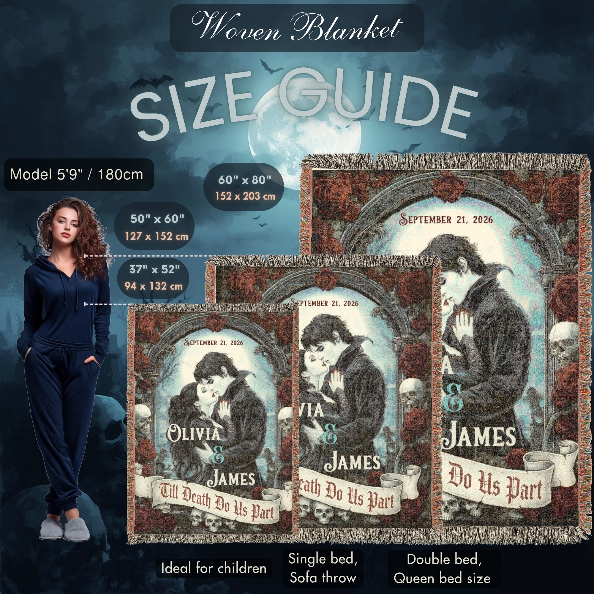 Personalized Gothic Couple Woven Blanket