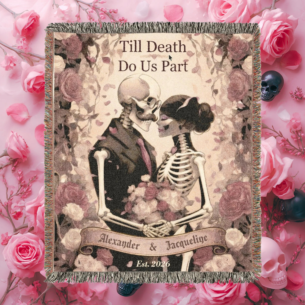 Personalized Skeleton Couple Woven Blanket