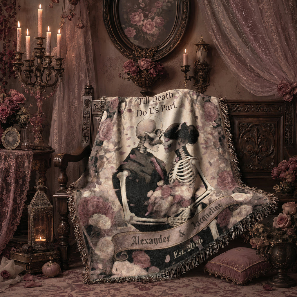 Personalized Skeleton Couple Woven Blanket