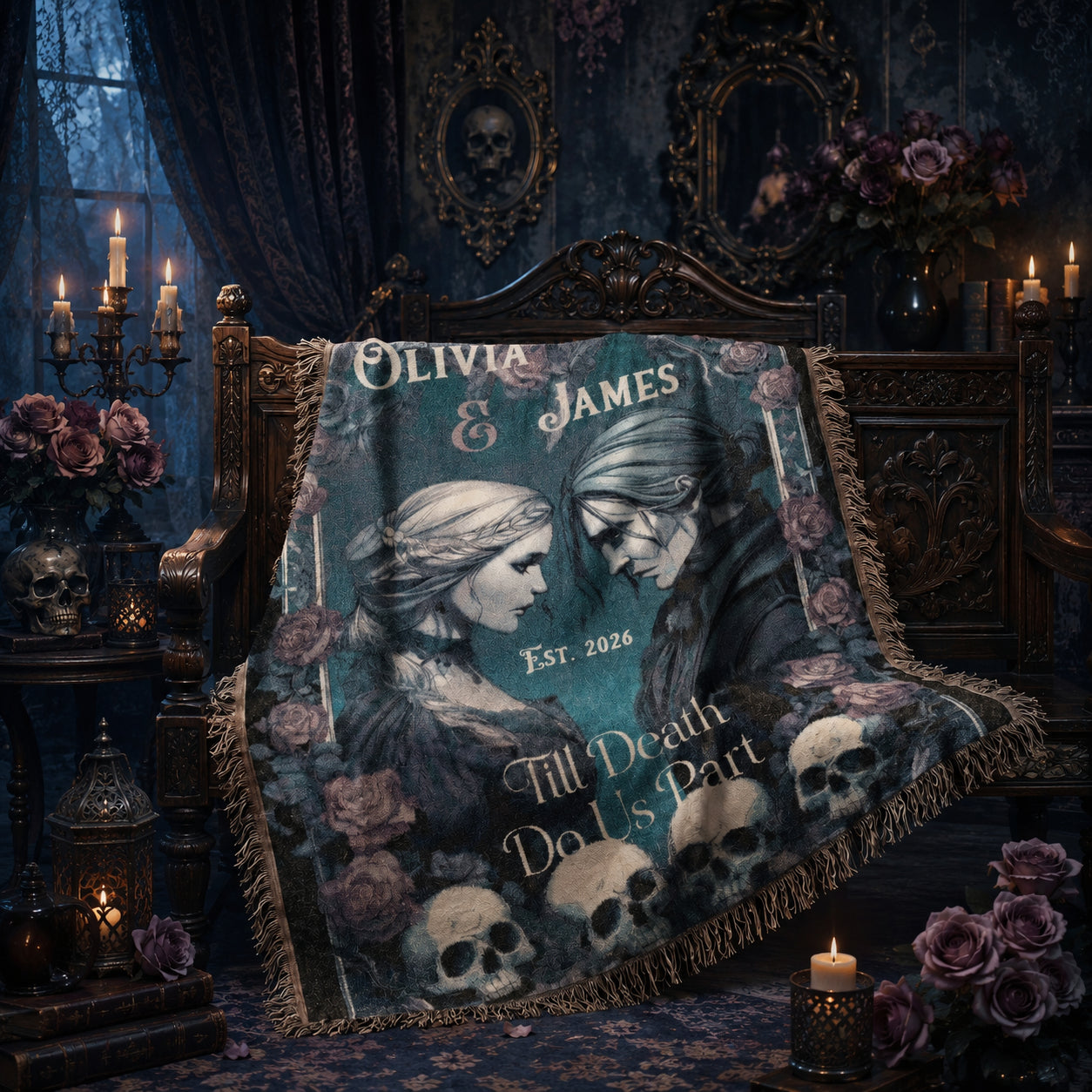 Personalized Gothic Wedding Blanket