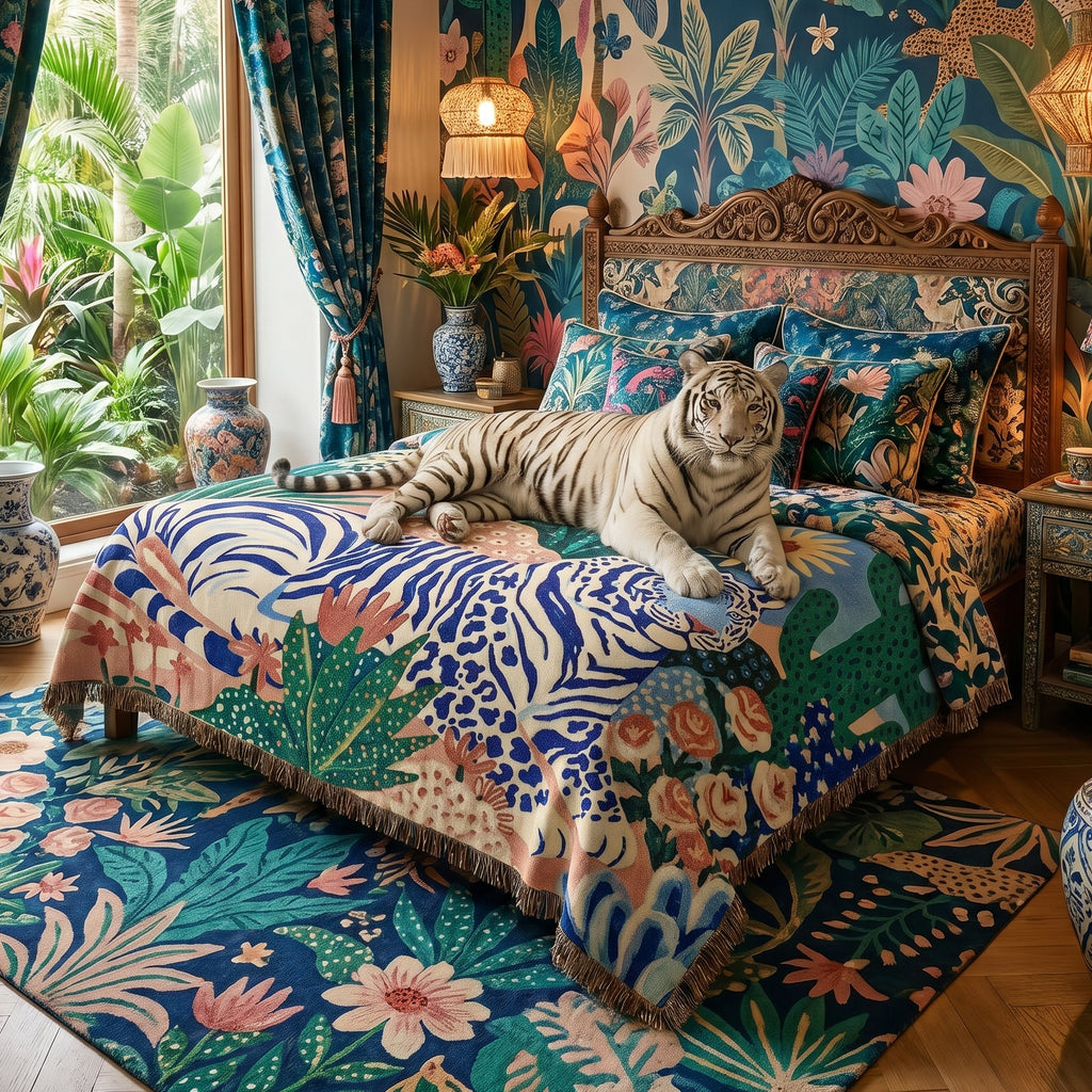 Boho Tiger Woven Blanket