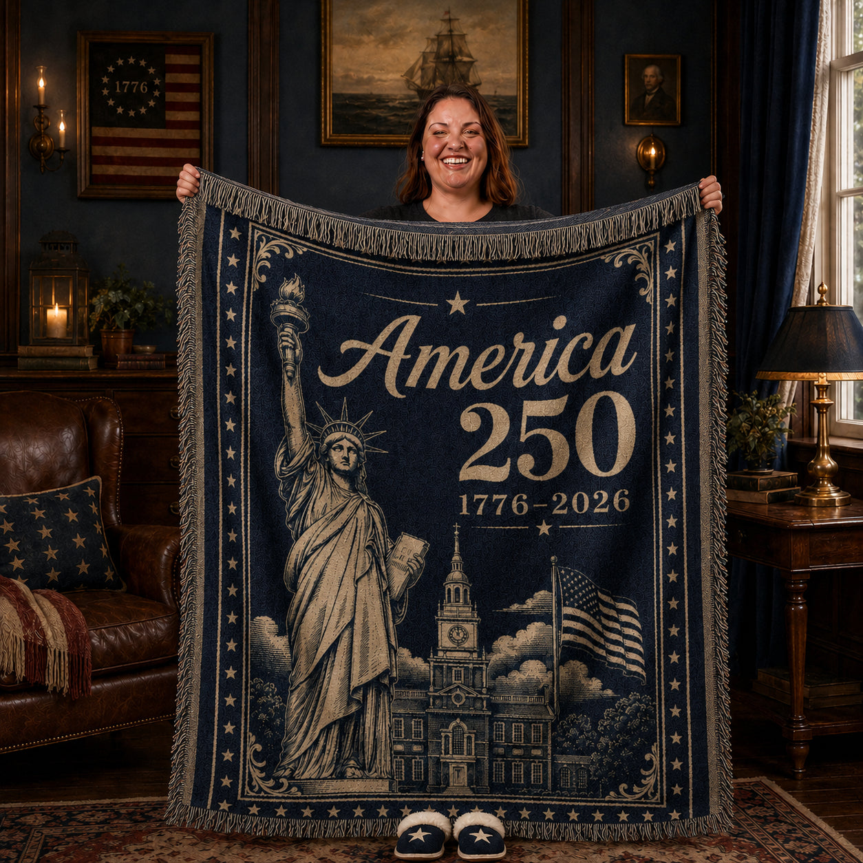 USA 250th Anniversary Woven Blanket – America 250 Patriotic Throw