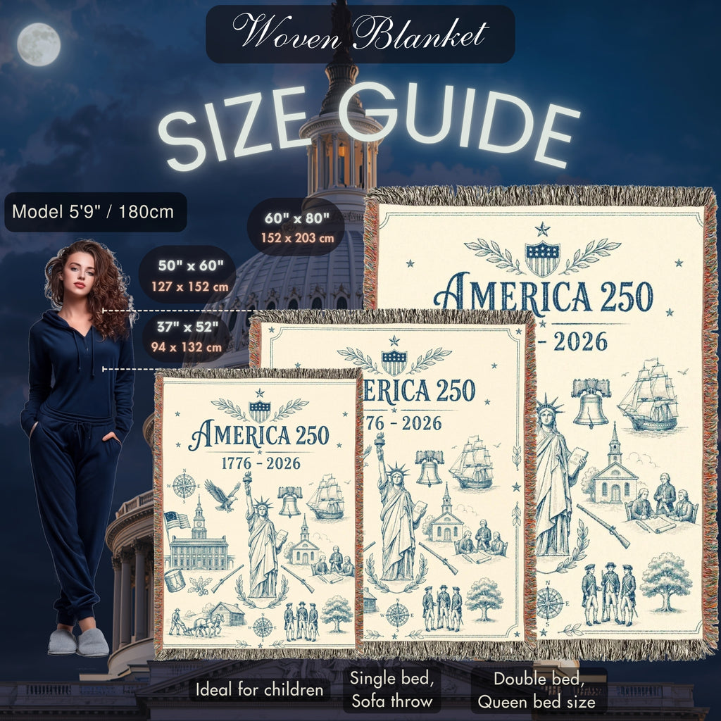 America 250 Heritage Woven Blanket – Vintage Patriotic Throw