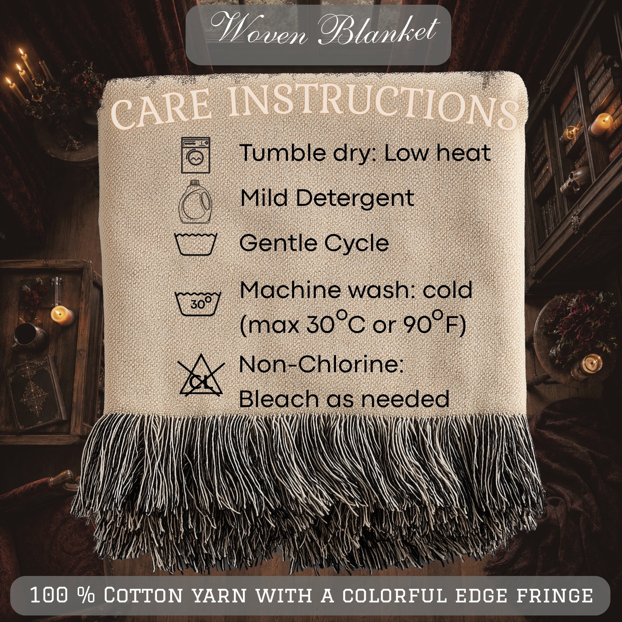 Gothic Patriotic Woven Blanket – Dark Americana Reaper Throw