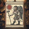 Aztec-Inspired Skeleton Warrior Woven Blanket – Ancient Sun Throw