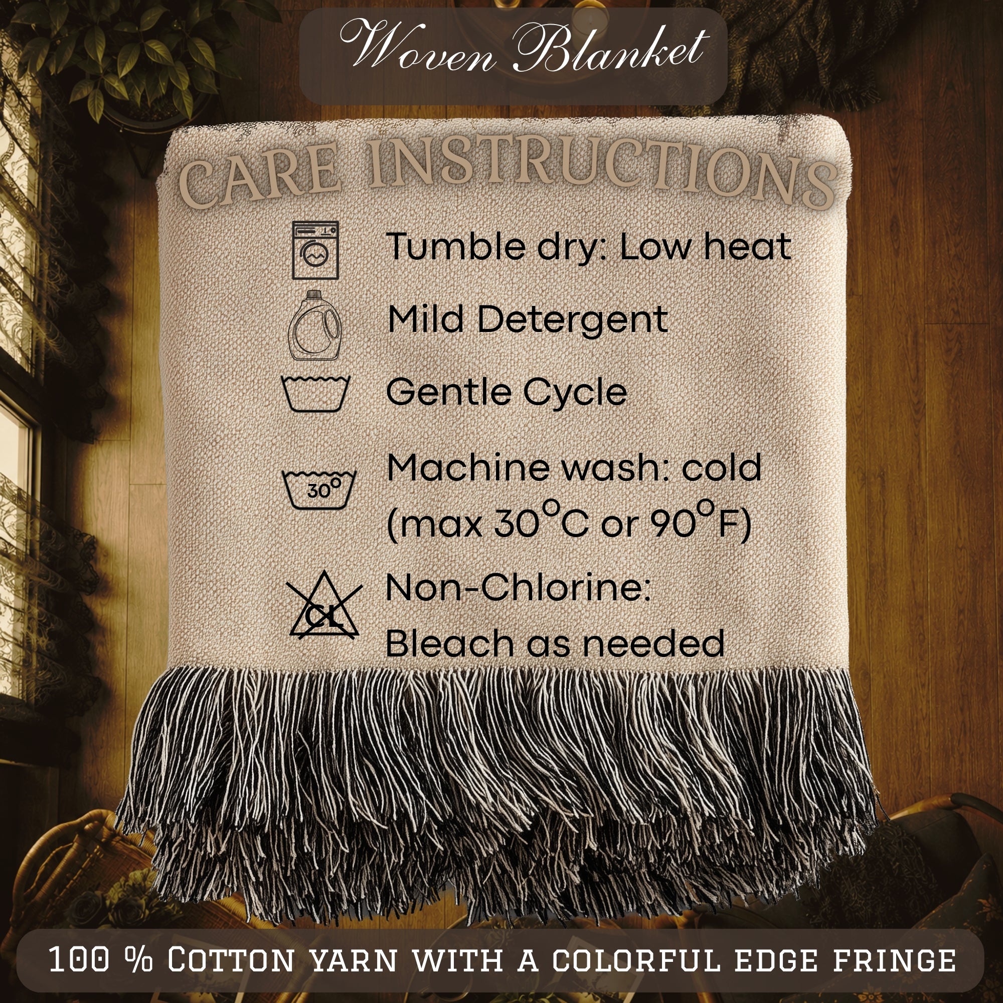 Black Lion Woven Blanket – Gift for Him, Dark Wildlife Throw