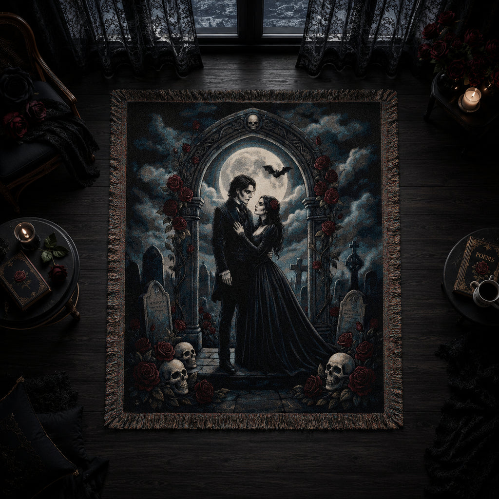 Dark Romance Gothic Couple Woven Blanket
