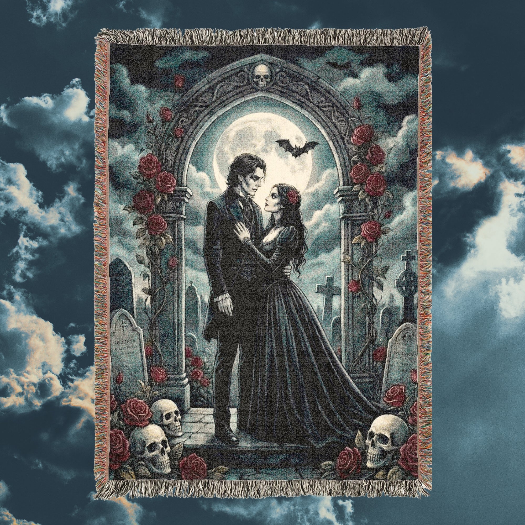Dark Romance Gothic Couple Woven Blanket