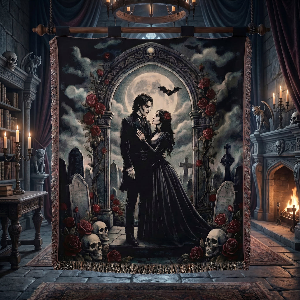 Dark Romance Gothic Couple Woven Blanket