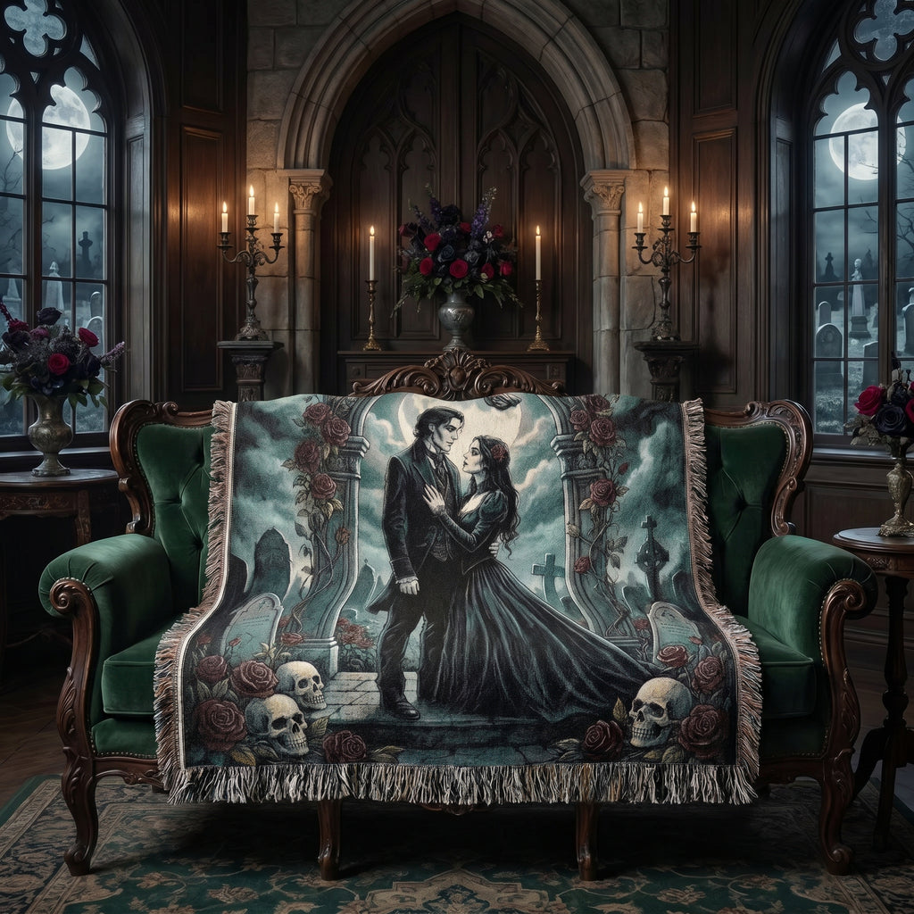 Dark Romance Gothic Couple Woven Blanket