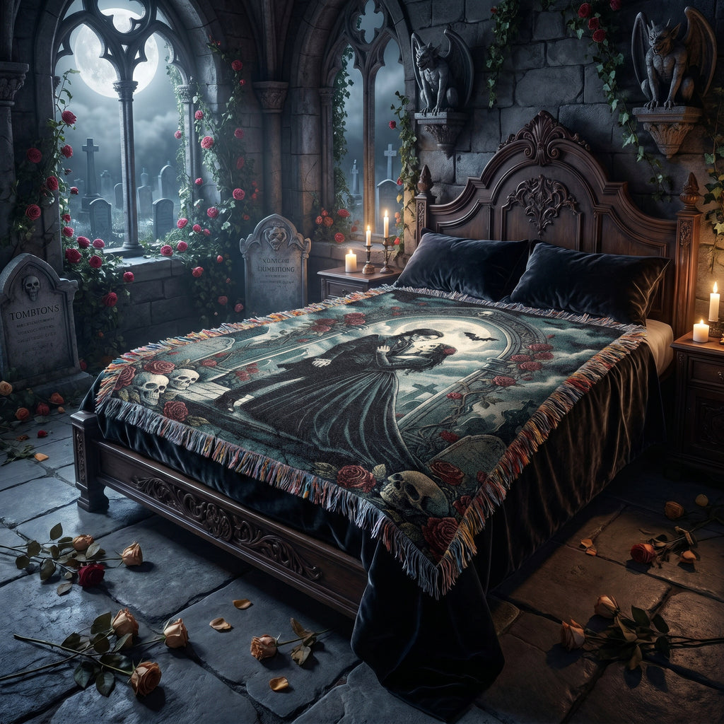 Dark Romance Gothic Couple Woven Blanket