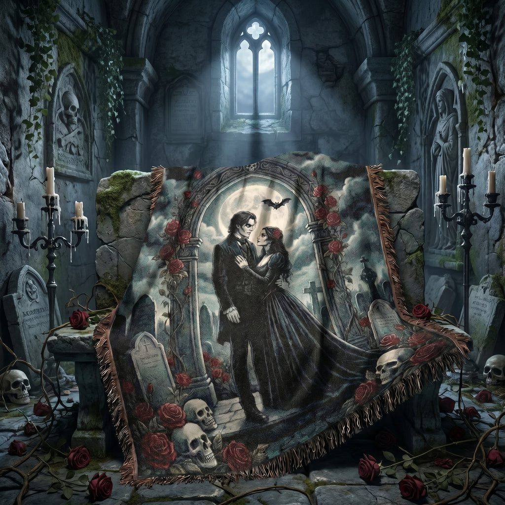 Dark Romance Gothic Couple Woven Blanket