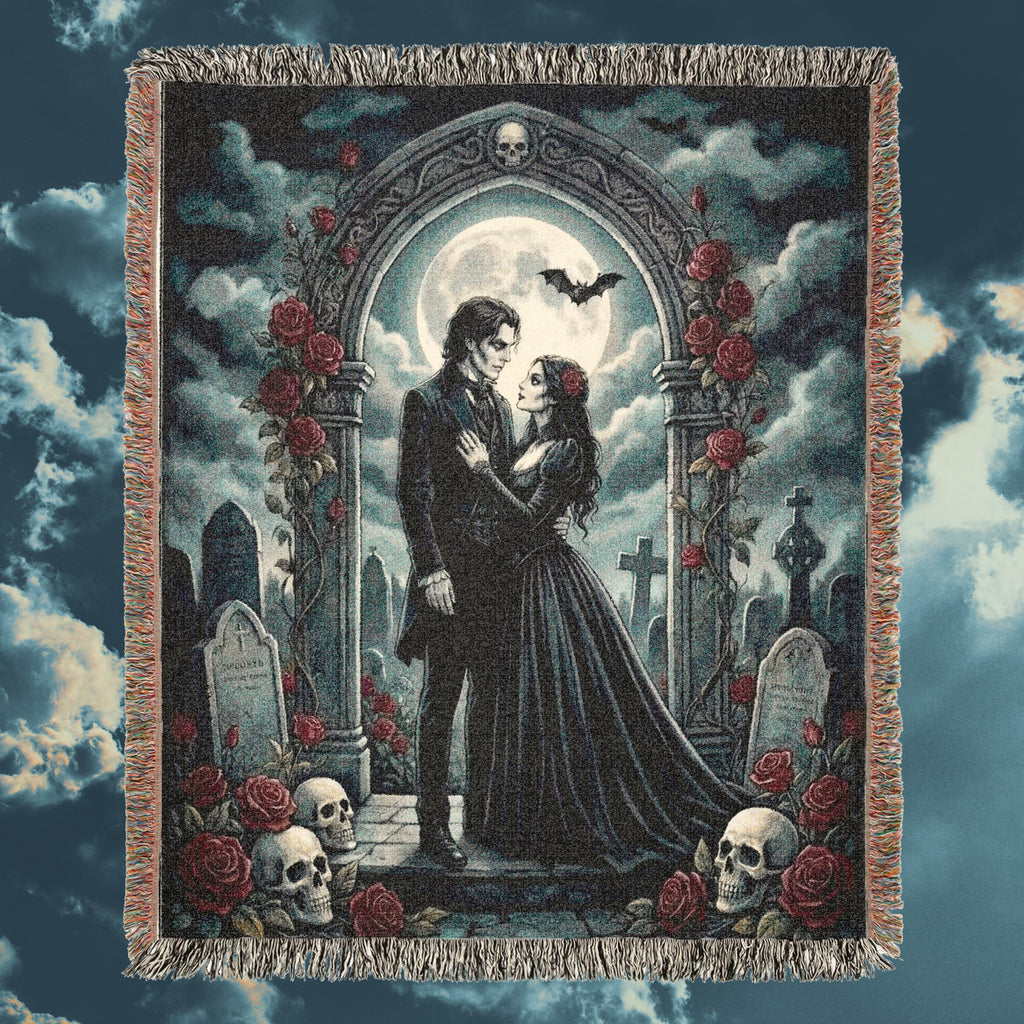 Dark Romance Gothic Couple Woven Blanket