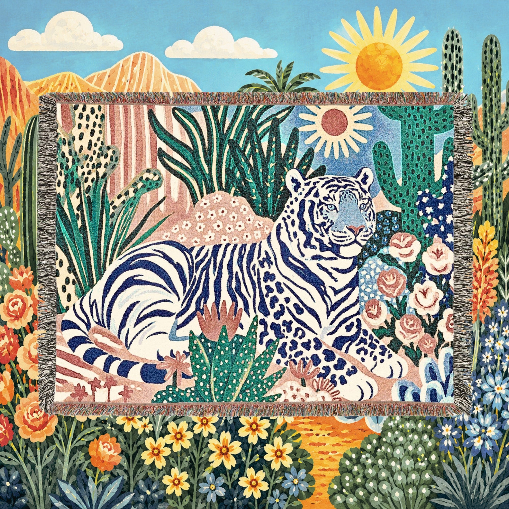 Boho Tiger Woven Blanket