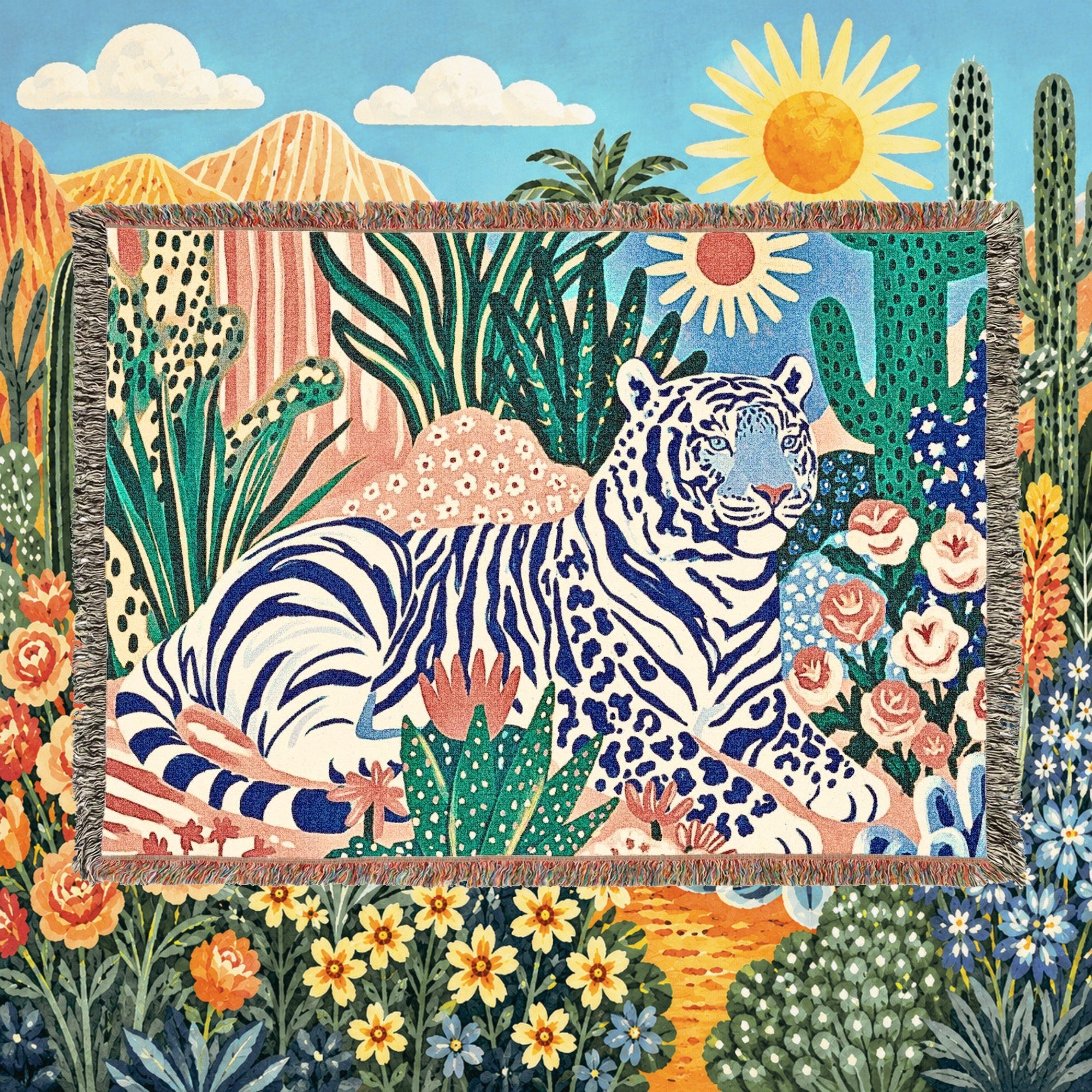Boho Tiger Woven Blanket
