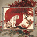 White Tiger Japanese Woven Blanket