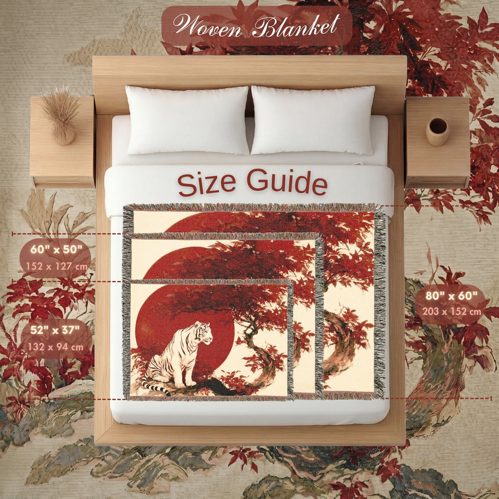 White Tiger Japanese Woven Blanket