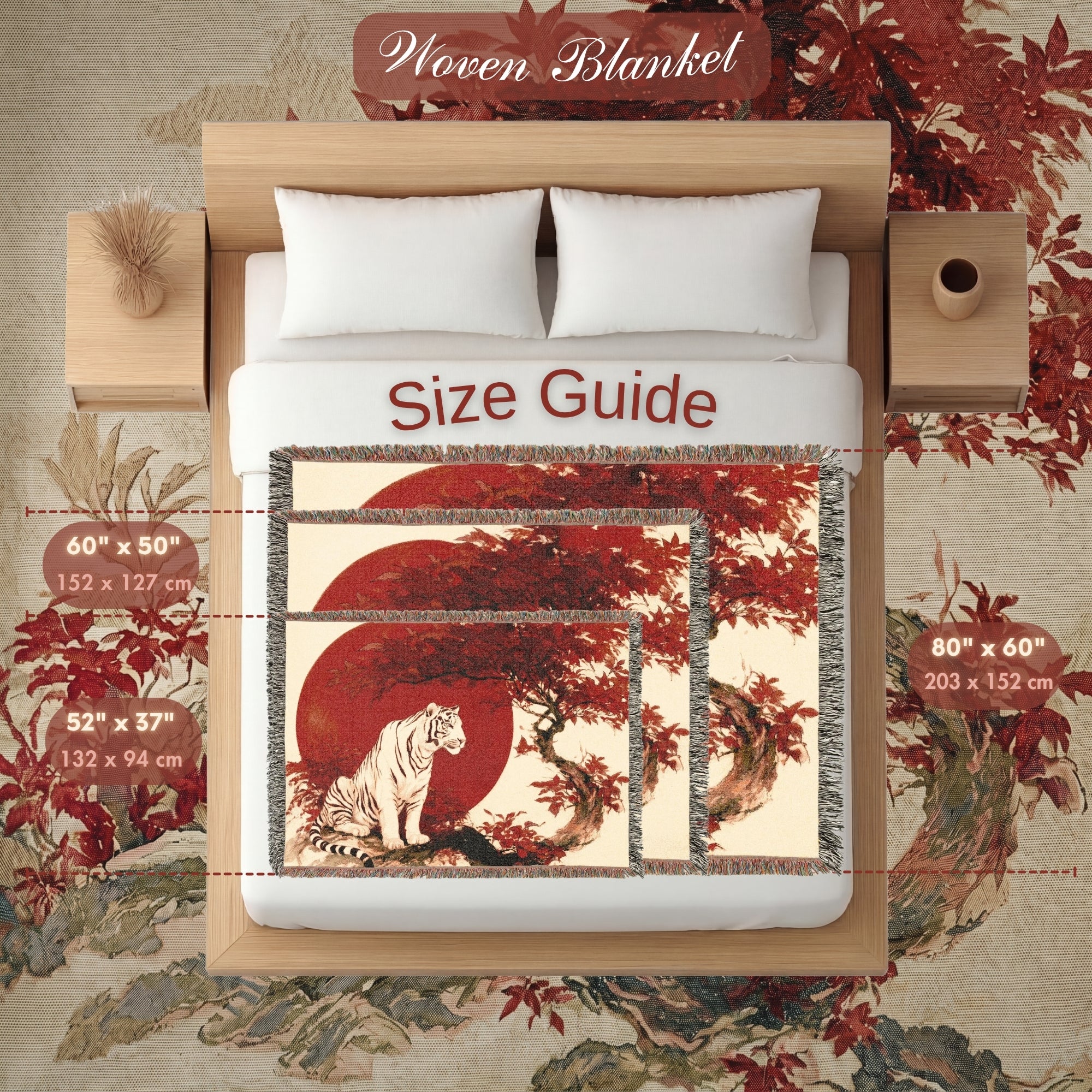 White Tiger Japanese Woven Blanket
