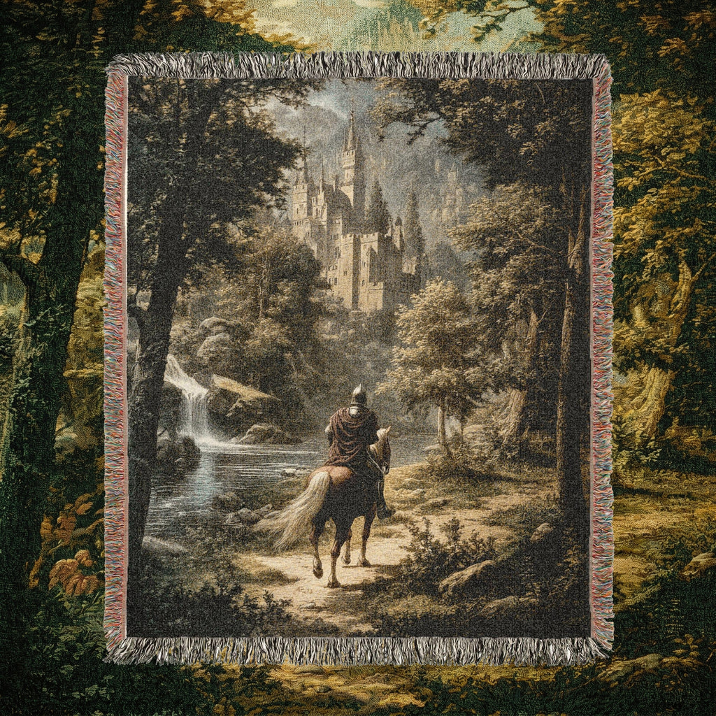 Medieval Forest Rider Woven Blanket