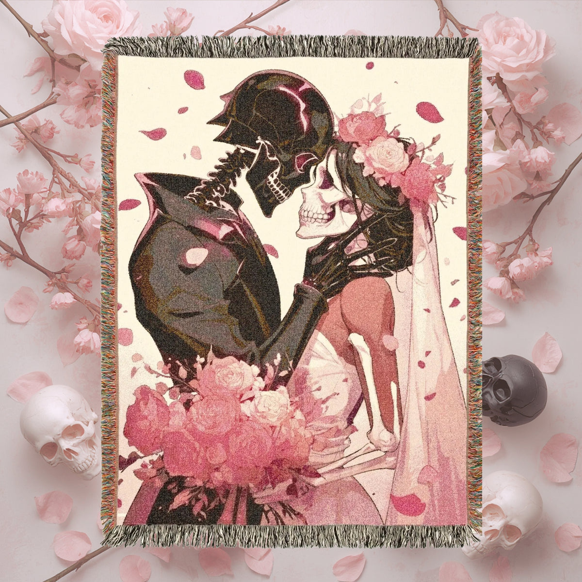 Skeleton Lovers Gothic Woven Blanket