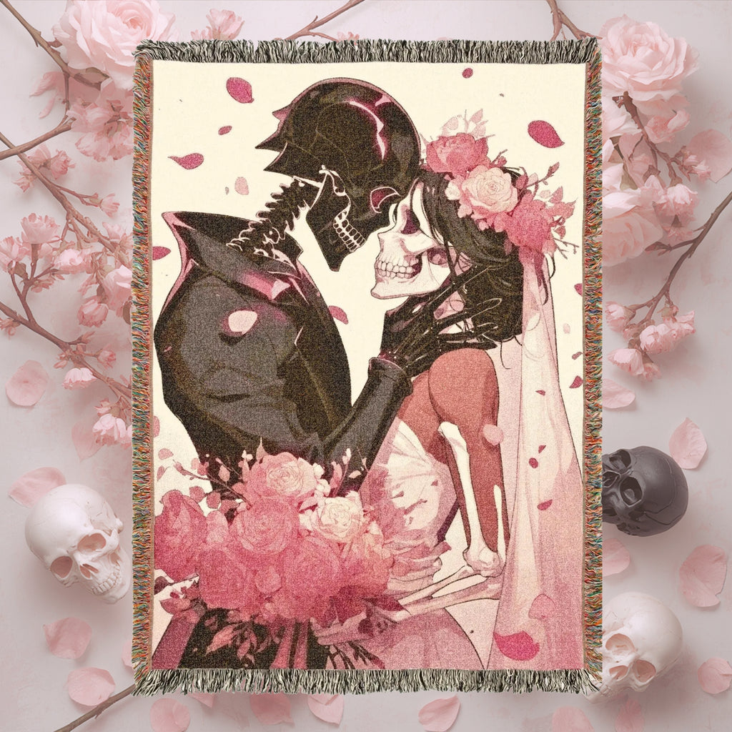 Skeleton Lovers Gothic Woven Blanket