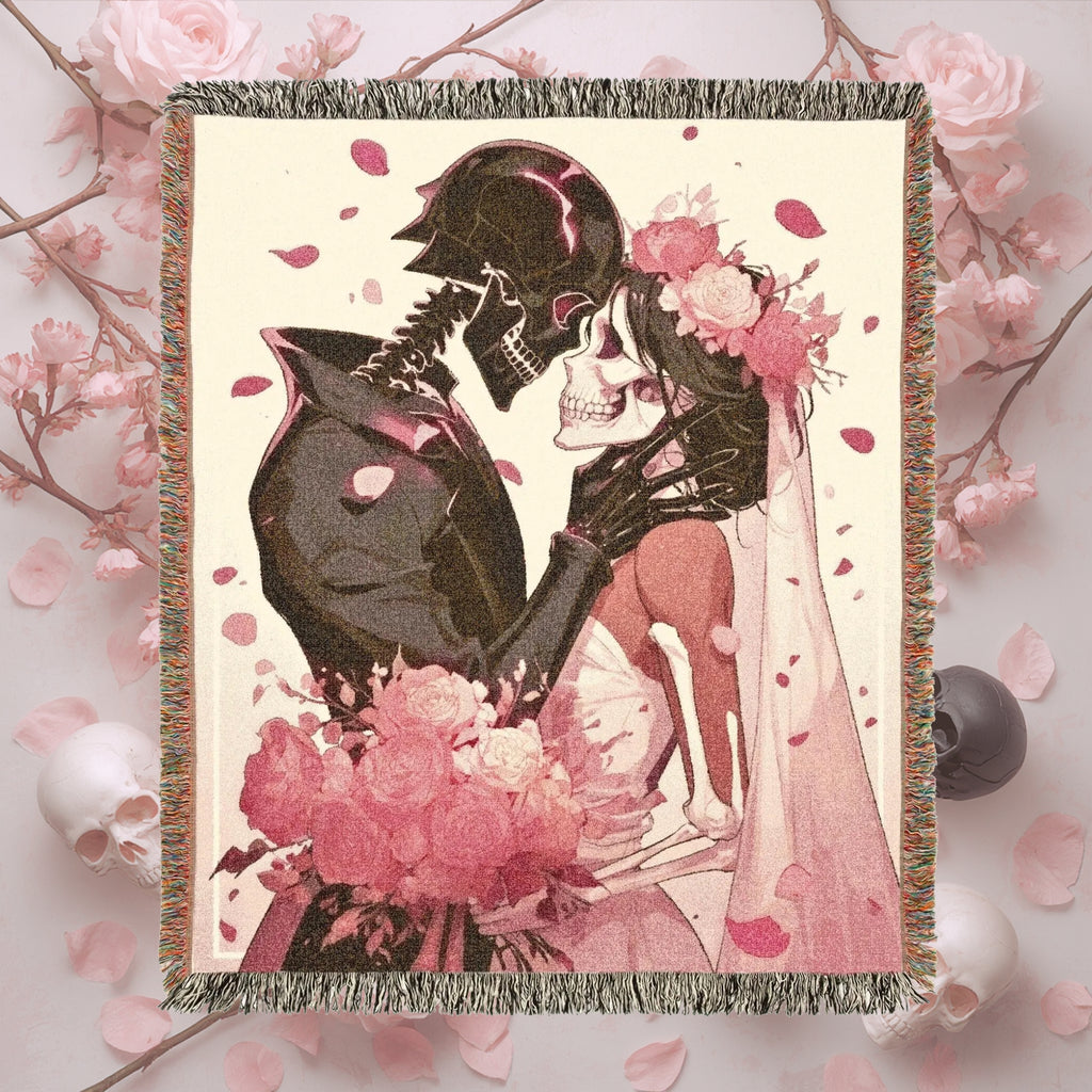 Skeleton Lovers Gothic Woven Blanket