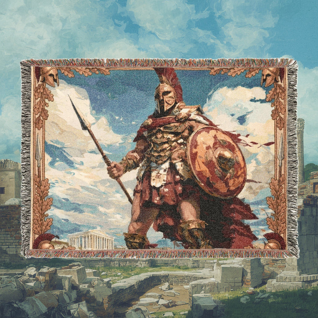 Ancient Greek Warrior Woven Blanket