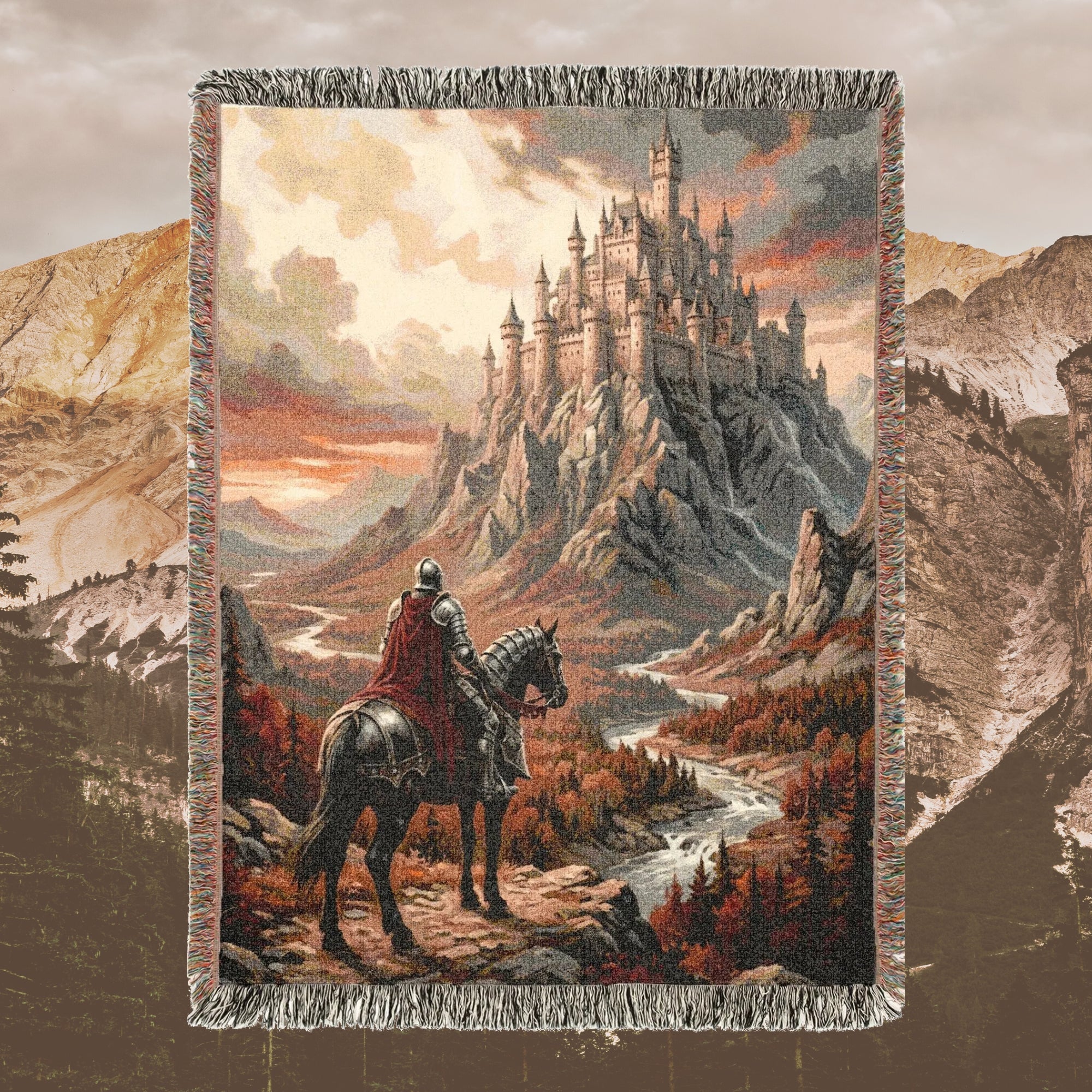 Medieval Castle Knight Woven Blanket