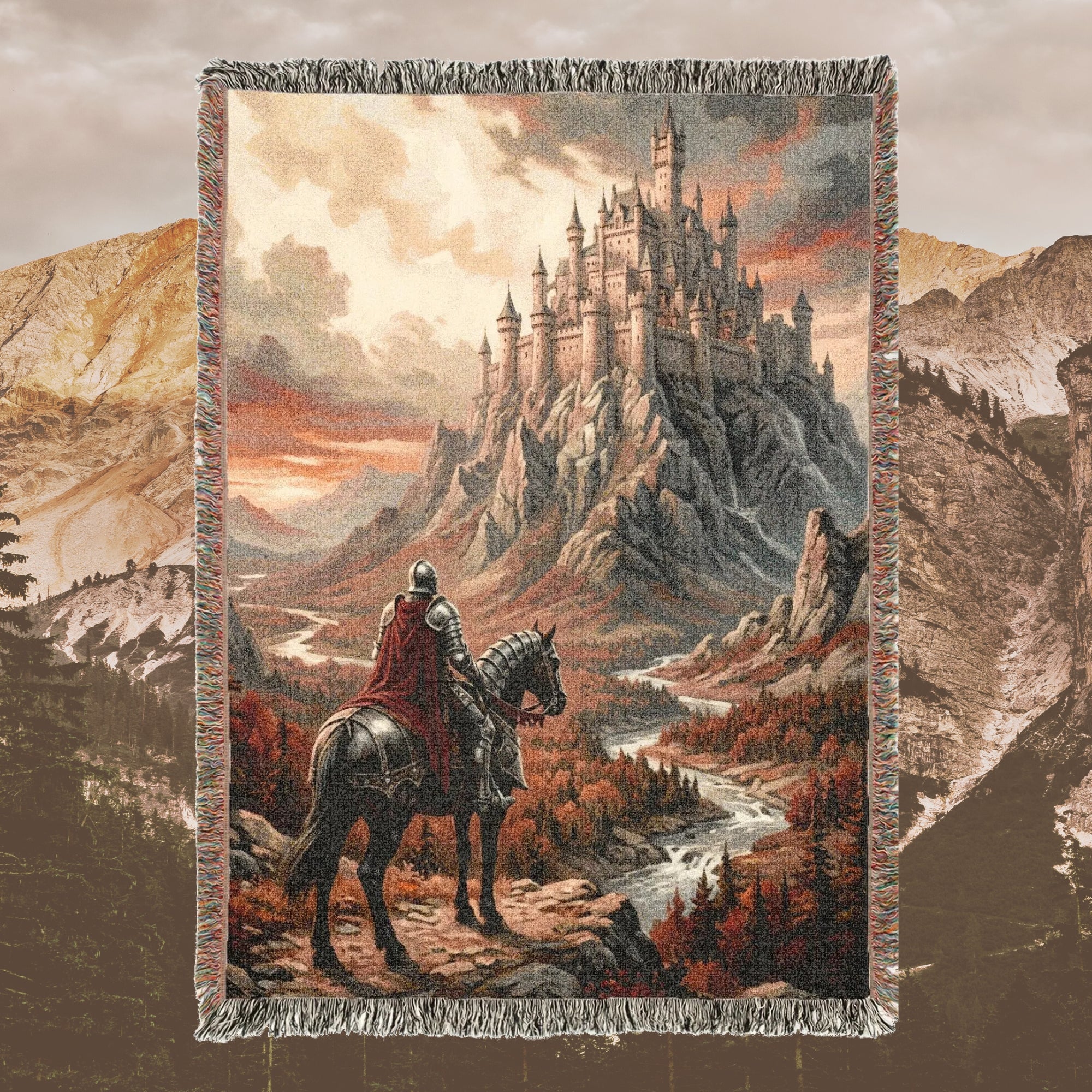 Medieval Castle Knight Woven Blanket
