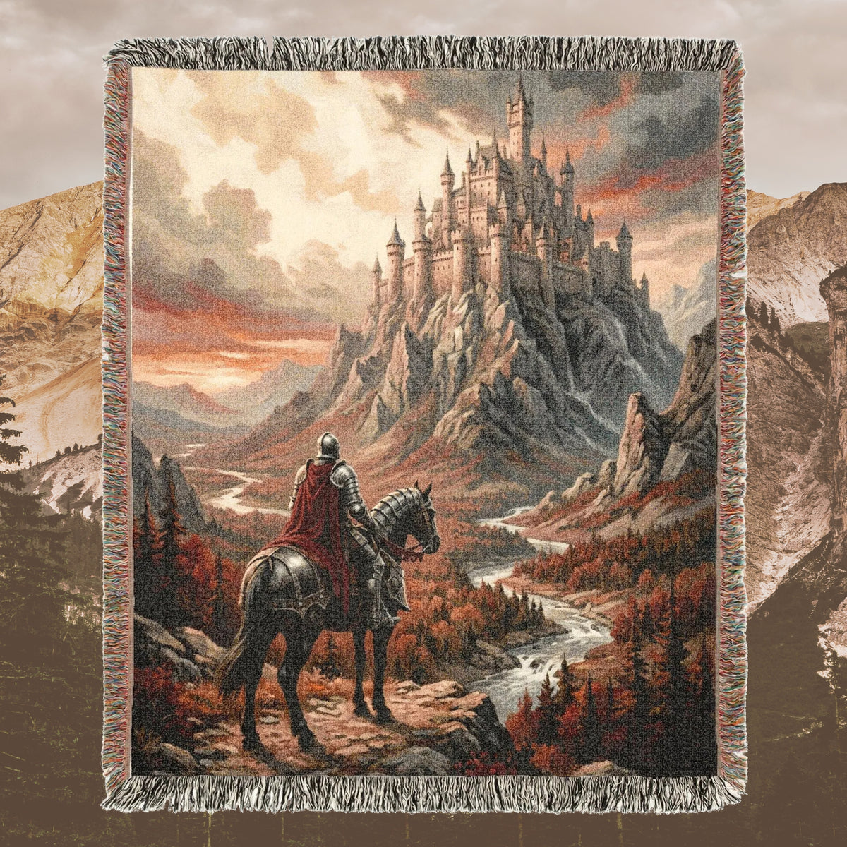Medieval Castle Knight Woven Blanket