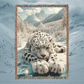 Snow Leopard Mountain Woven Blanket