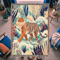 Tiger Jungle Woven Blanket – Colorful Boho Animal Art Throw