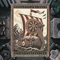 Viking Longship Woven Blanket – Norse Mythology Throw