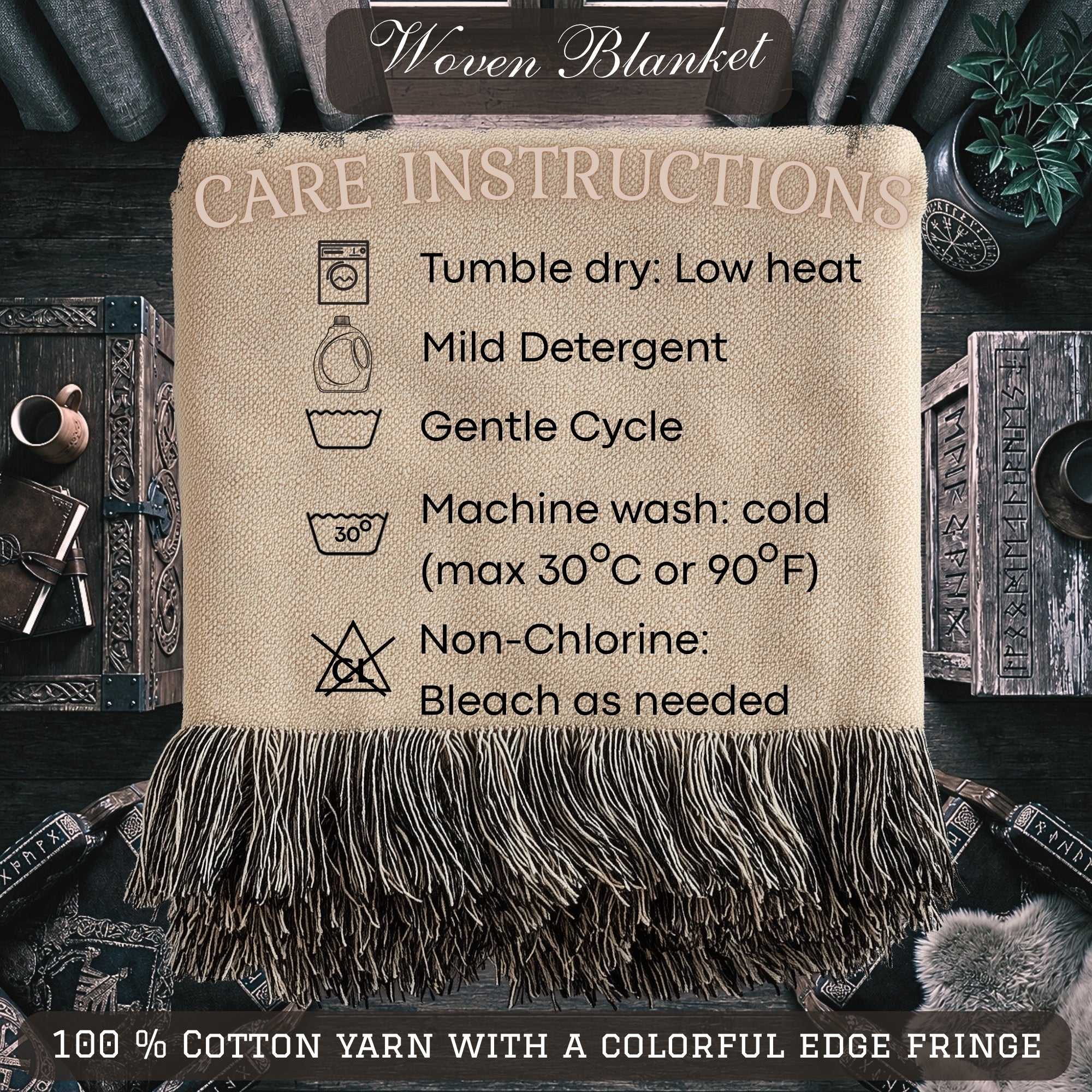 Viking Longship Woven Blanket – Norse Mythology Throw
