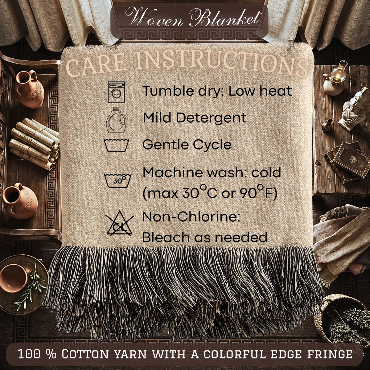 Greek Trireme Woven Blanket – Ancient Mythology Throw