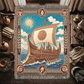 Greek Trireme Woven Blanket – Ancient Mythology Throw