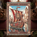 Viking Castle Ship Woven Blanket – Norse River Throw