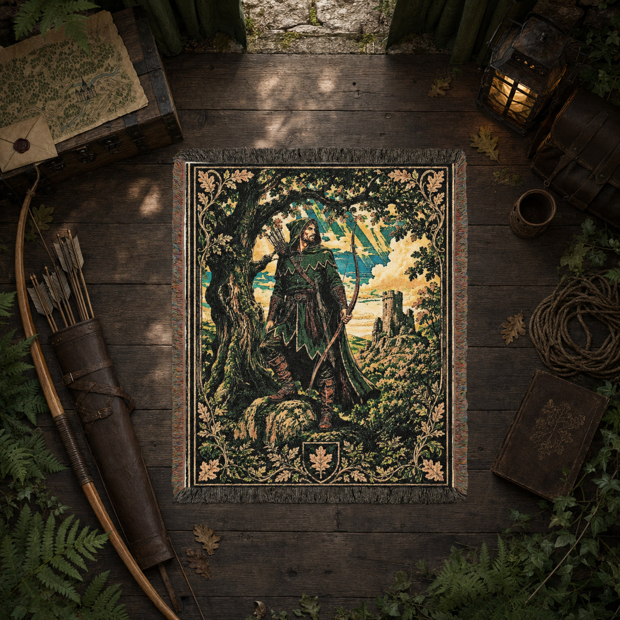 Robin Hood Woven Blanket – Sherwood Forest Fantasy Throw