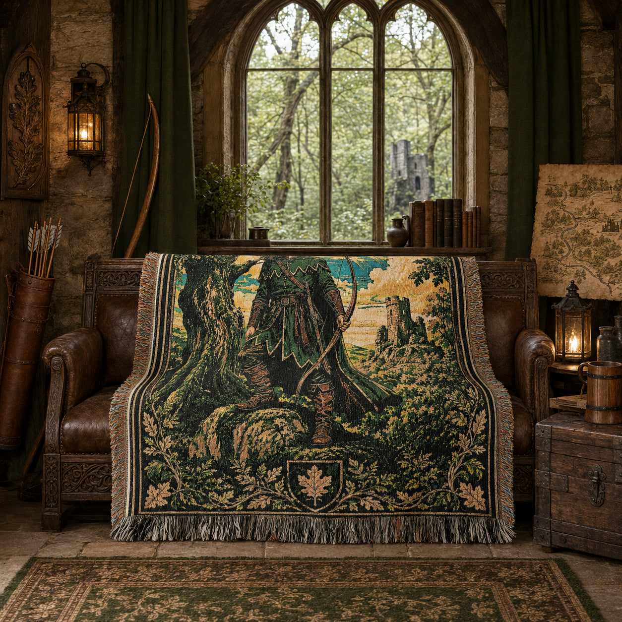 Robin Hood Woven Blanket – Sherwood Forest Fantasy Throw