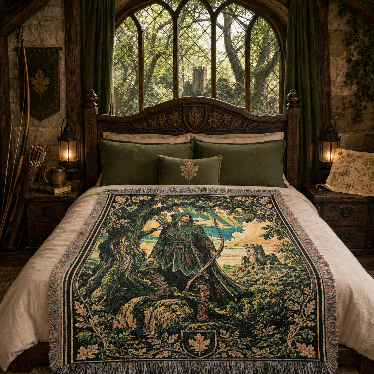Robin Hood Woven Blanket – Sherwood Forest Fantasy Throw