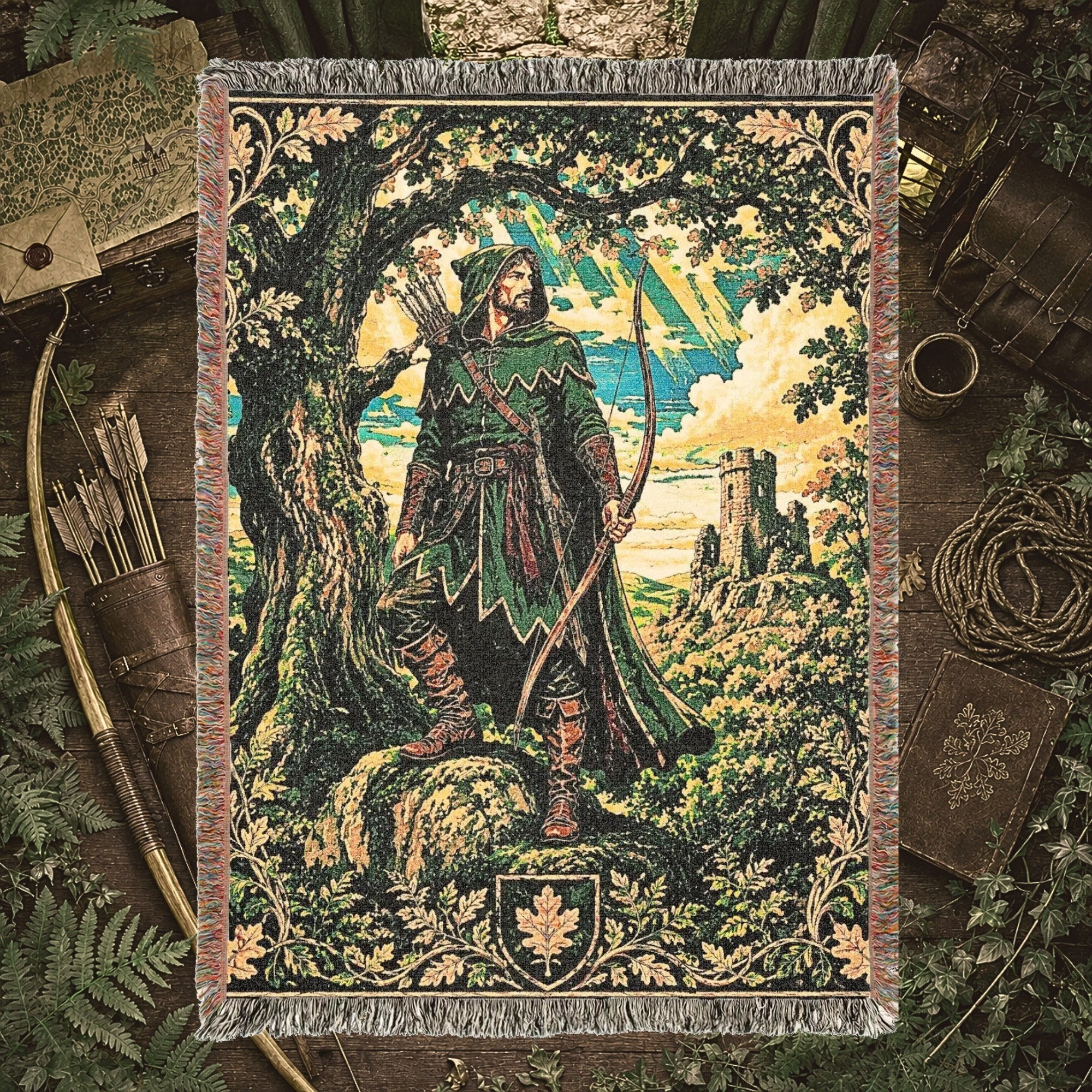 Robin Hood Woven Blanket – Sherwood Forest Fantasy Throw