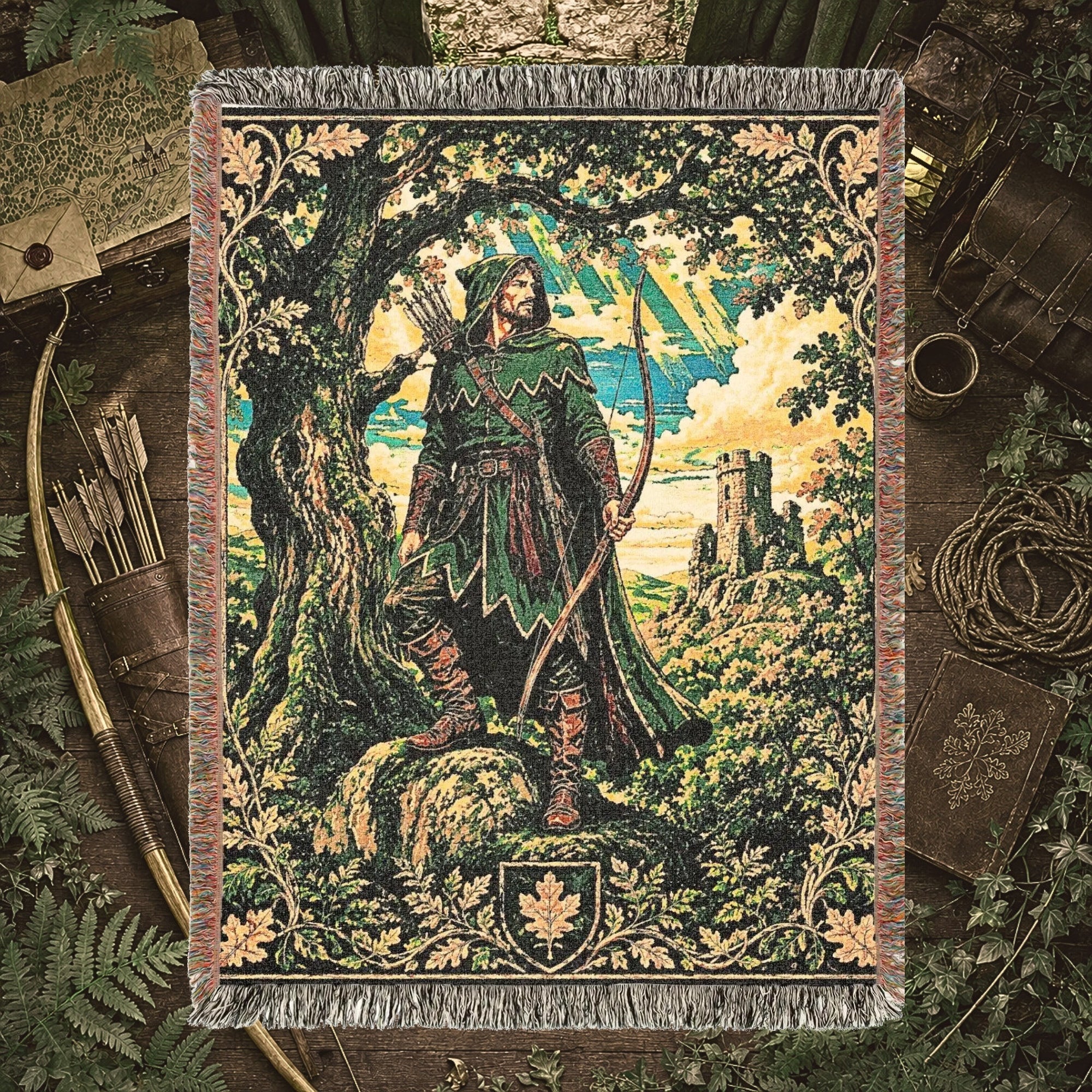 Robin Hood Woven Blanket – Sherwood Forest Fantasy Throw