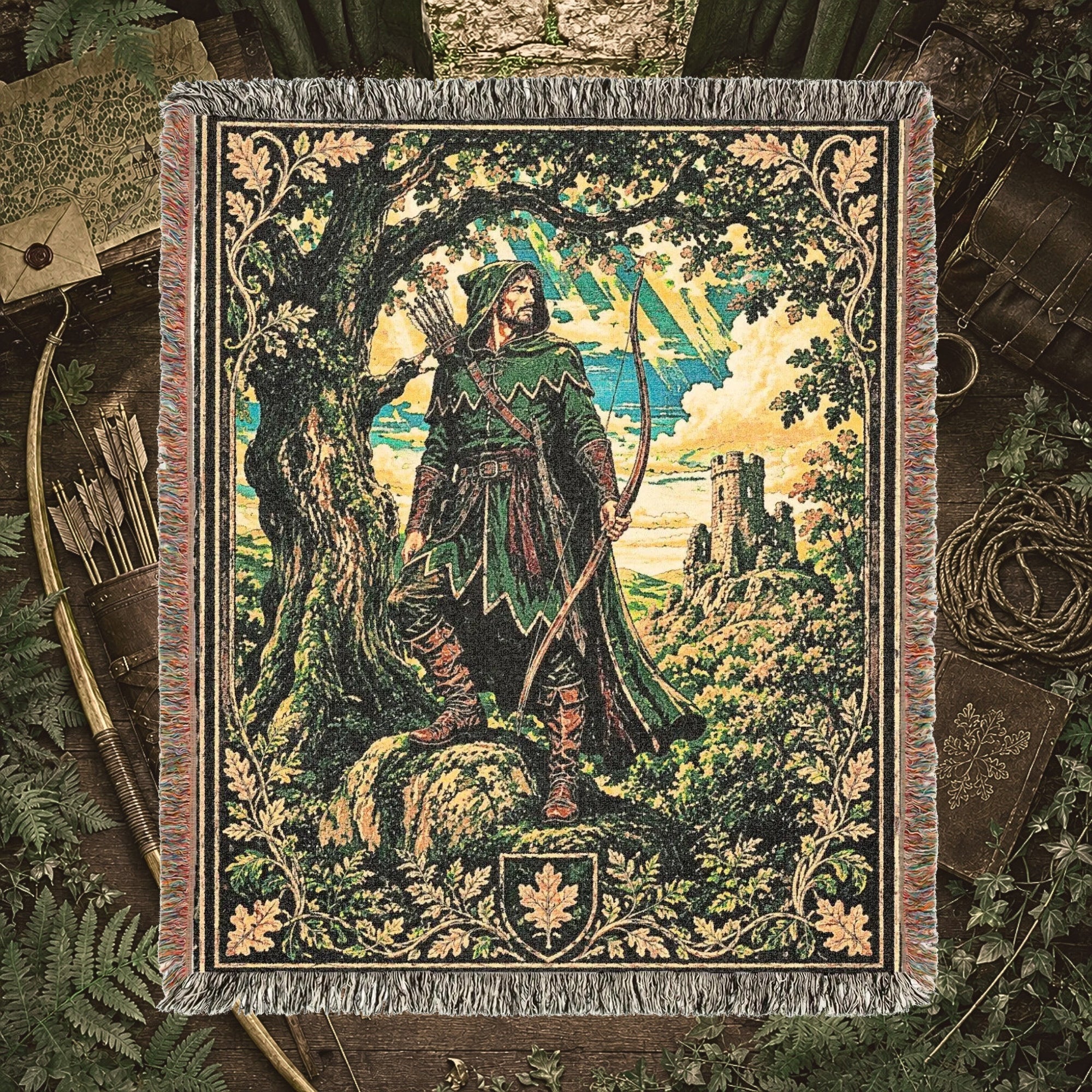 Robin Hood Woven Blanket – Sherwood Forest Fantasy Throw