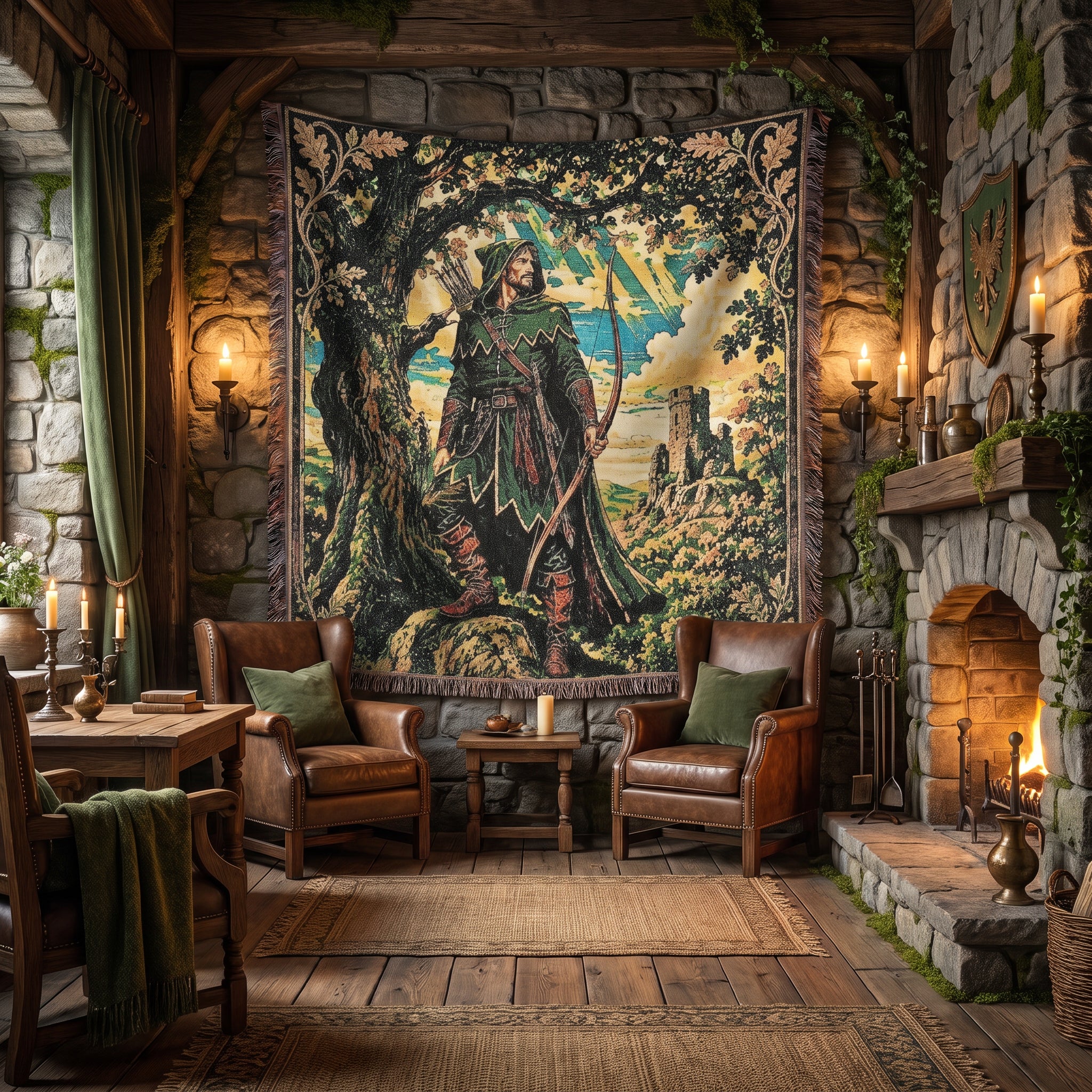 Robin Hood Woven Blanket – Sherwood Forest Fantasy Throw