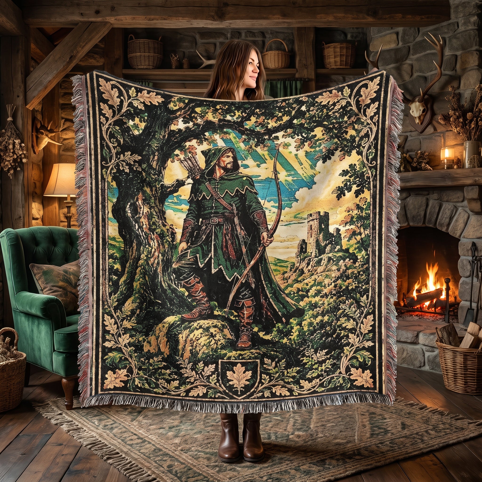 Robin Hood Woven Blanket – Sherwood Forest Fantasy Throw