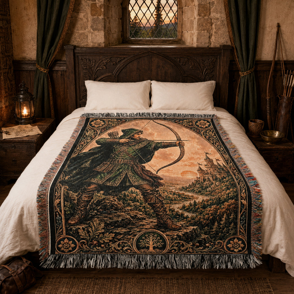Robin Hood Archer Woven Blanket – Medieval Castle Fantasy Throw