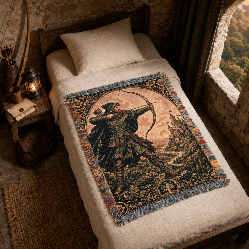 Robin Hood Archer Woven Blanket – Medieval Castle Fantasy Throw
