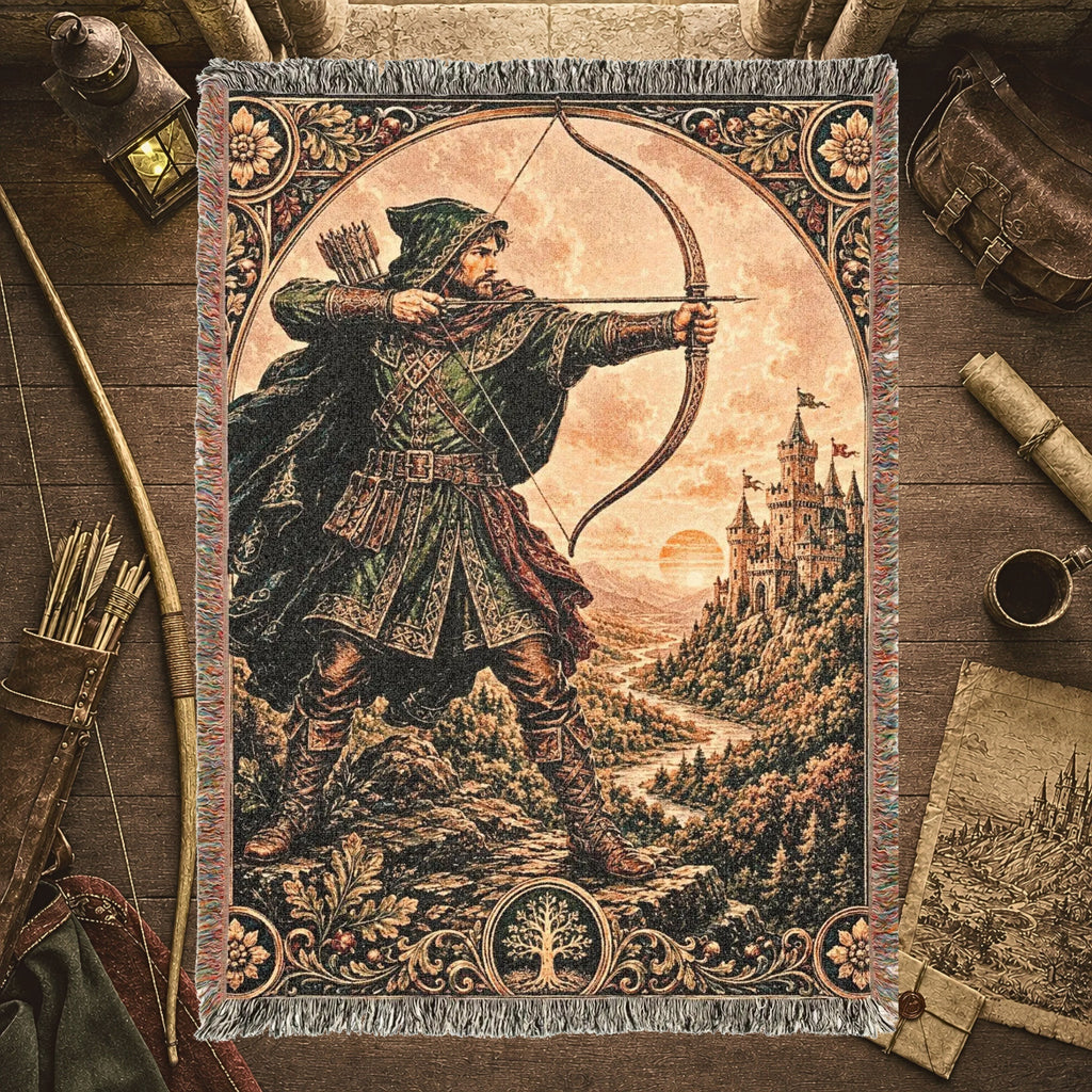 Robin Hood Archer Woven Blanket – Medieval Castle Fantasy Throw